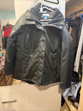Women's Black Ski & Snow Jacket with Fleece Hood
